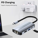 Adapter USB Type-C Hub 4K HDMI Gigabit Ethernet Docking Station For Laptop PC