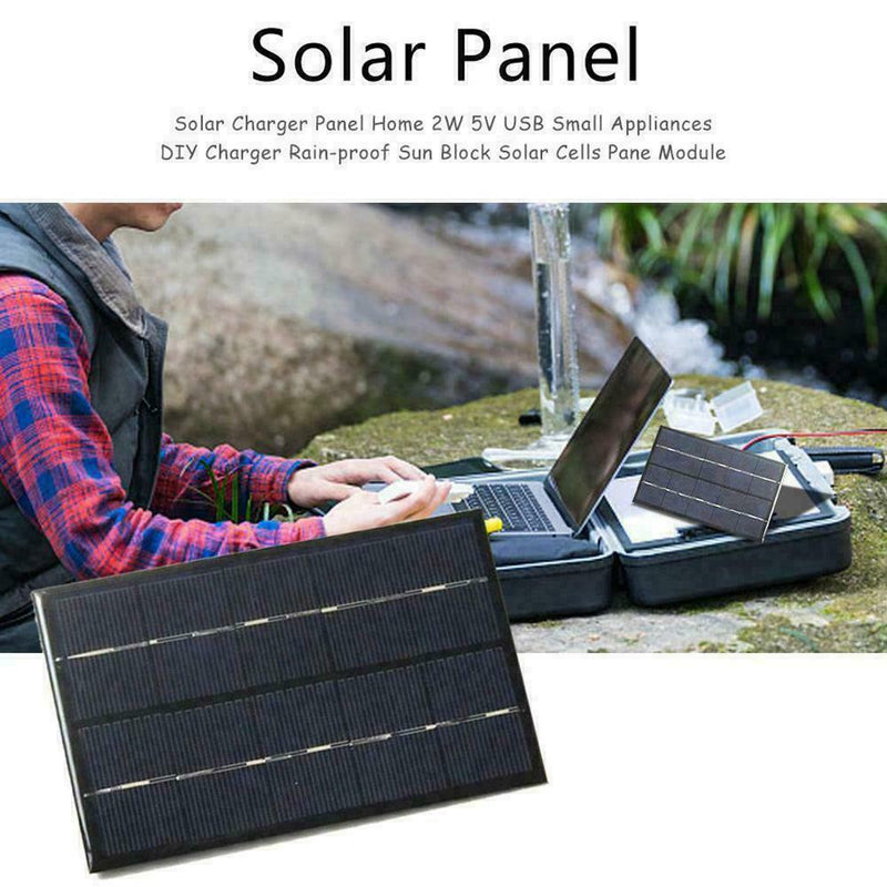 2W 5V Solar Panel USB Port Phone Charger Travel Portable G8S3 P4B0