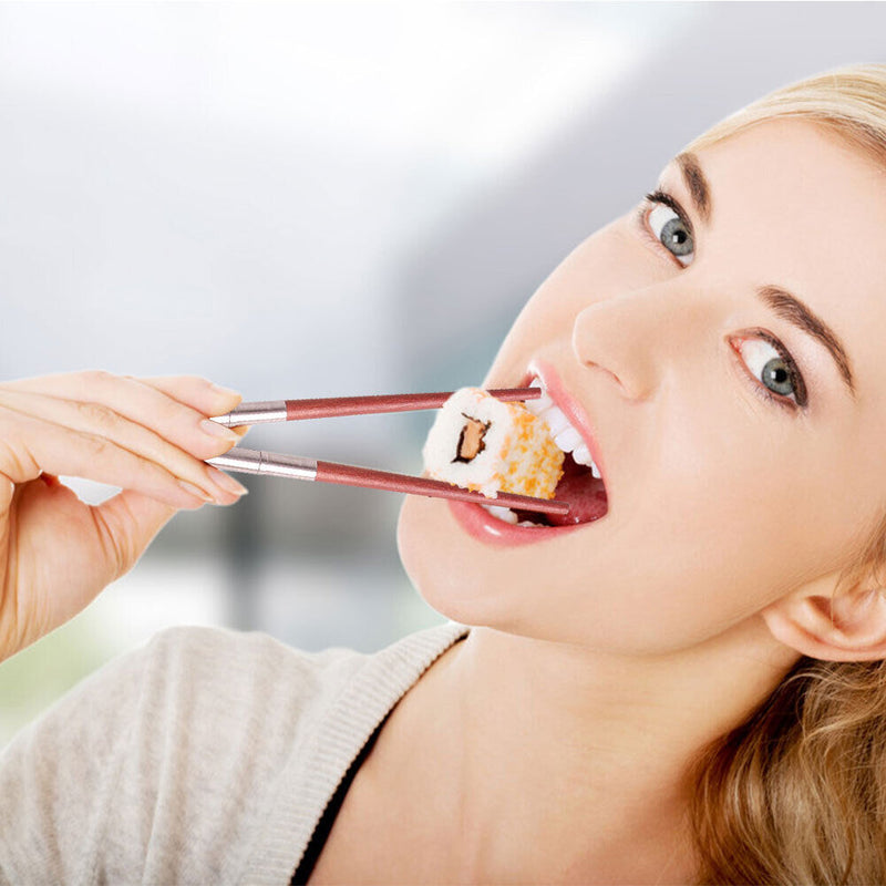 Aluminum Shape Shell Stainless Steel Folding Travel Chopsticks for Travel Picnic