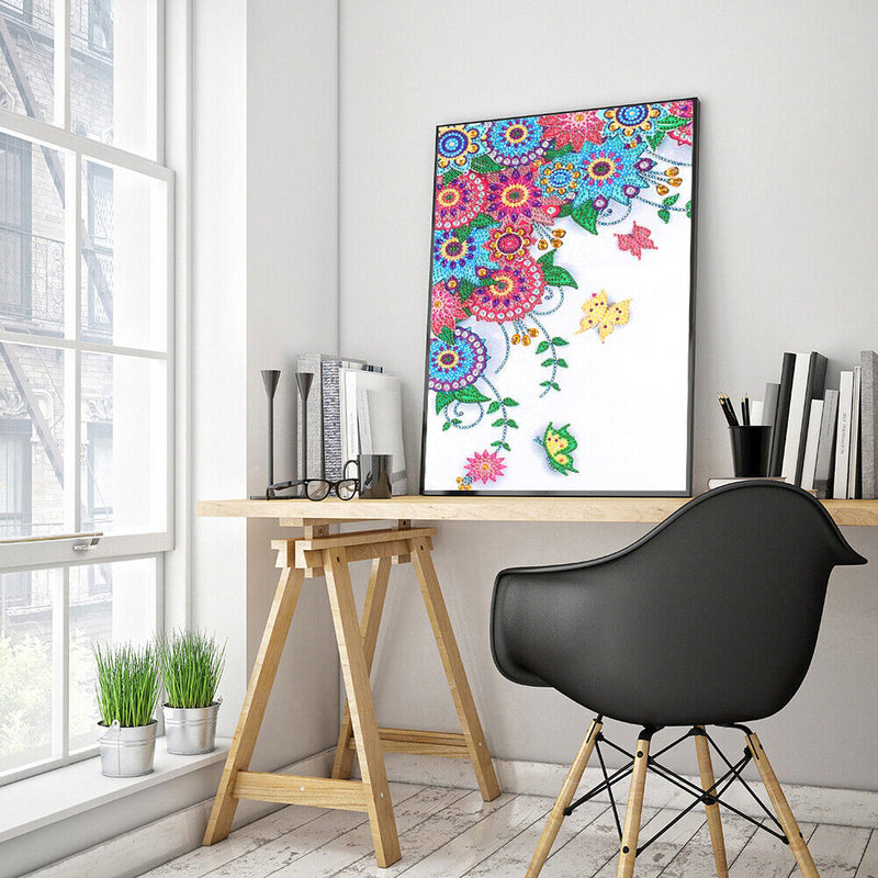 5D Part Special Shaped Drill Diamond Painting Flower Butterfly Kit Wall Art
