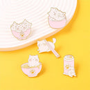 Backpacks Funny Cartoon Cute Pink Cat Bags Lapel Pin Badge Enamel Pins Brooches