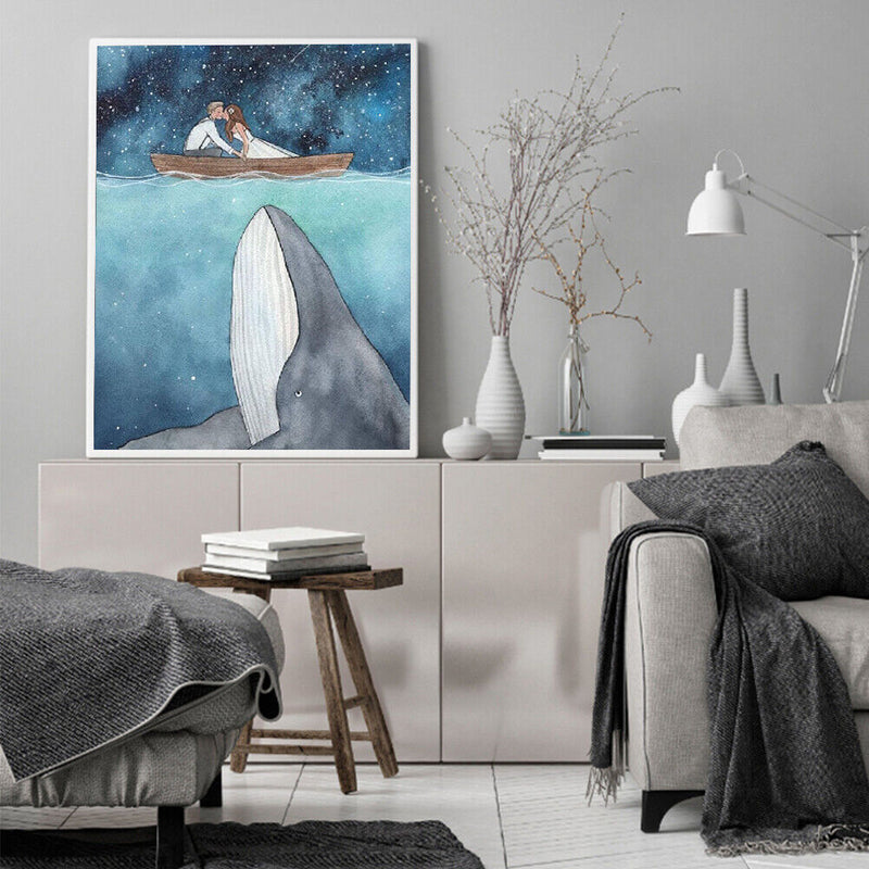 Unsdersea Whale Canvas Oil Paint By Number DIY Color Picture for Adults Children