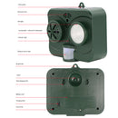 Solar Bird Cat Dog Repeller Ultrasonic Waterproof Infrared Animal Repellent