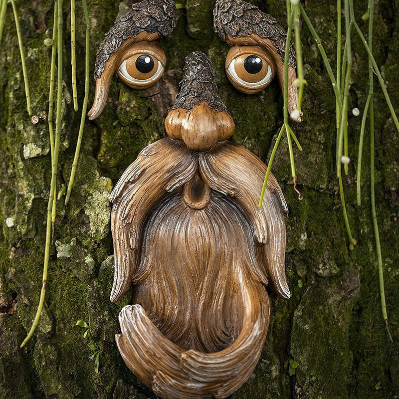 Decoration Wall Decoration Tree Faces Decor Bird Feeder Old Man Face Sculpture