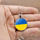 Ukraine Flag Necklace Round Glass Ukrainian Charm Pendant Fashion Jewelry