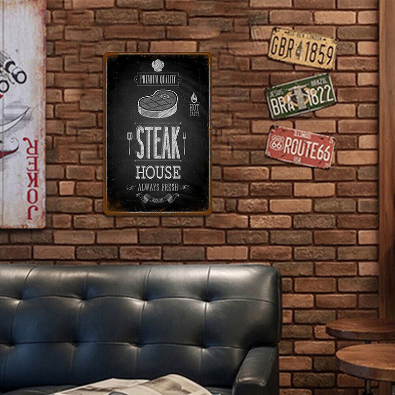 30x20cm Steak Metal Retro Tin Painting Plate Flat Tin Sign Poster Decor