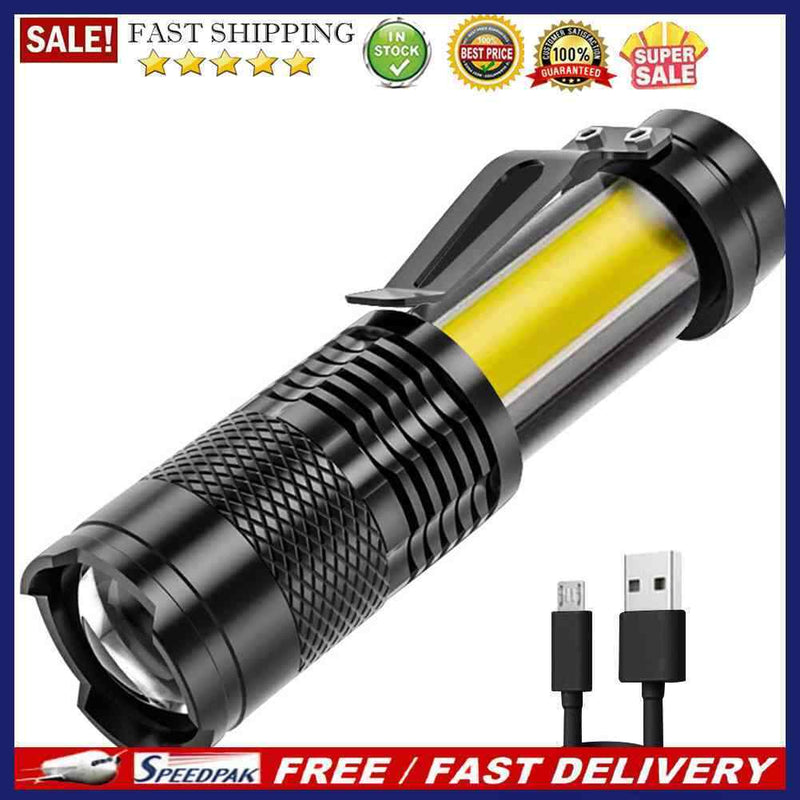 Mini Rechargeable LED Flashlight XPE+COB Waterproof Light for Adventure Cam
