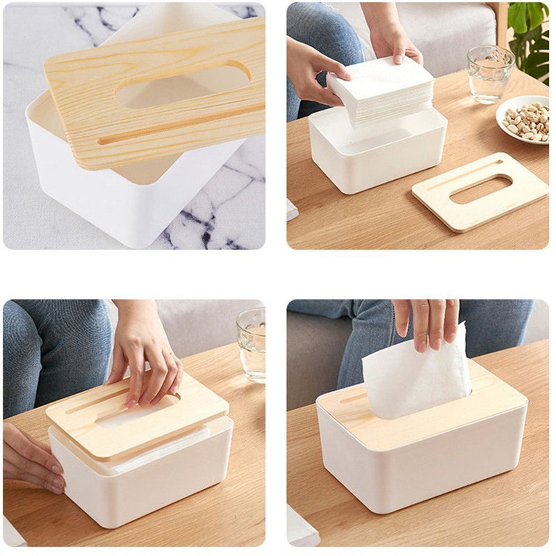 Decoration Wood Storage Case Cover Holder Wooden Tissue Box Napkin Paper Boxes