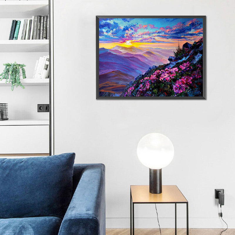 Morning Mountain Oil Paint By Number DIY Handpainted on Canvas Picture Unframed