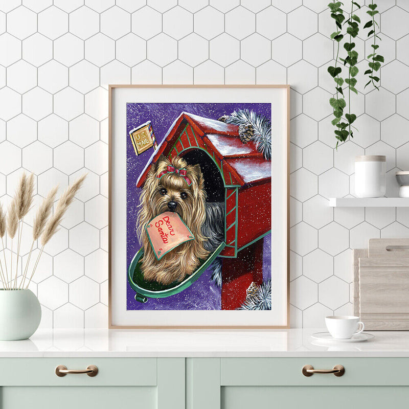 Full Drill Mosaic Craft Picture DIY Snow Dog Rhinestone Diamond Painting Poster