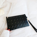 Fashion Rivet Evening Clutch Bag Leather Women Envelope Handbag (Black)