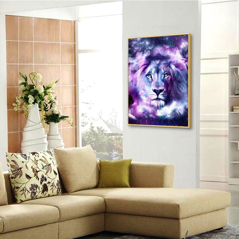 DIY Digital Oil Painting By Numbers Lion Acrylic Color Drawing Canvas Wall Ar