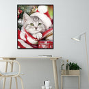 5D Full Drill Diamond Painting DIY Christmas Cat Rhinestone Picture Decor Poster