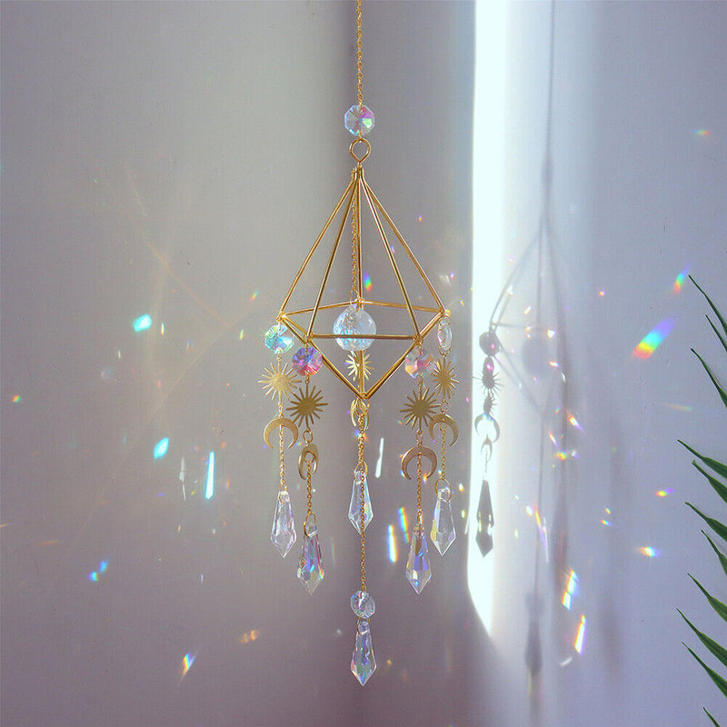Crystal Windchimes Ornament Lighting Ball Home Hanging Pendant Decor (B) Newly
