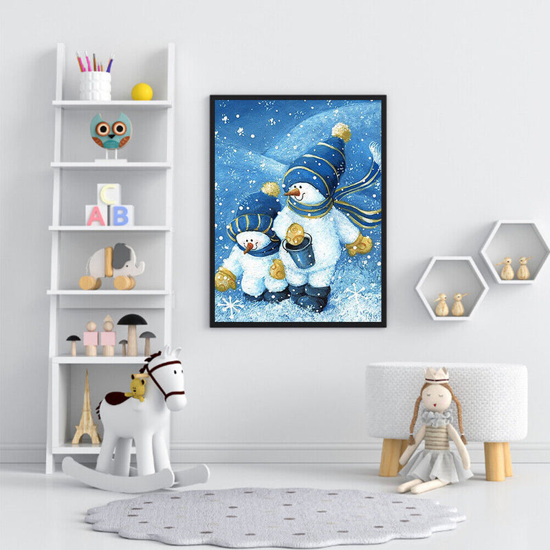 Oil Paint by Numbers Hat Snowman Canvas Artwork Living Room Picture Decoration