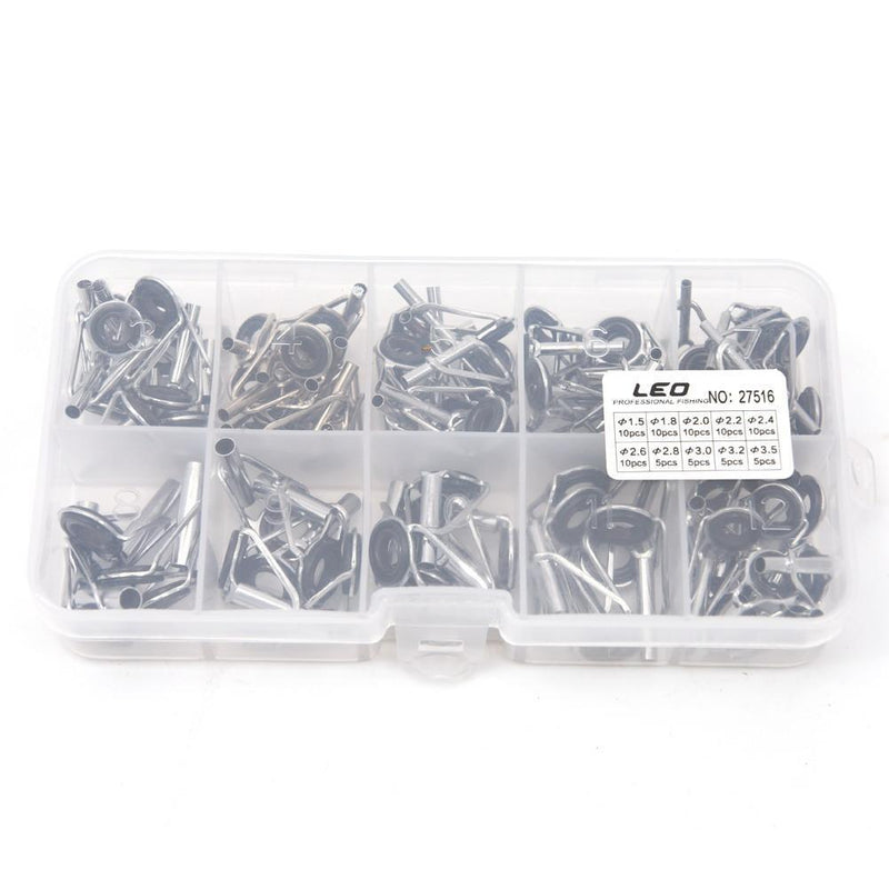 80Pcs Fishing Rod Guide Guides Tip Set Repair Kit with Fish Box Newly