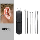 6pcs Ear Wax Picker Kit Health Care Curette Earpick Household Tool (Black)