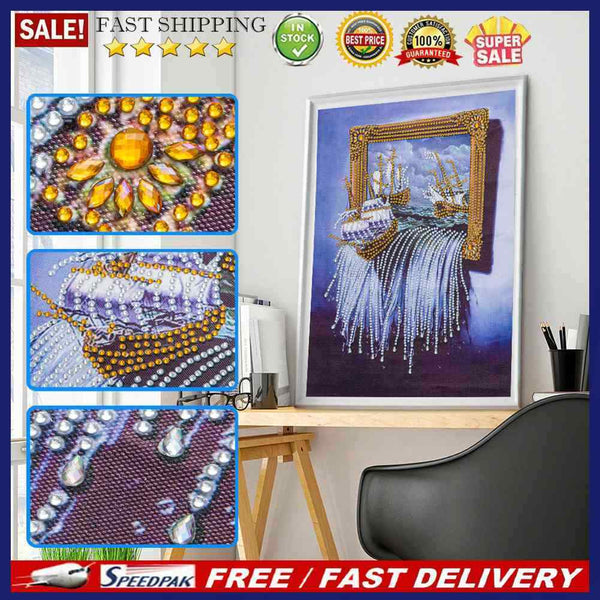 5D Diamond Painting Boat Partial Special Shape Drill DIY Crafts Mosaic Pictur