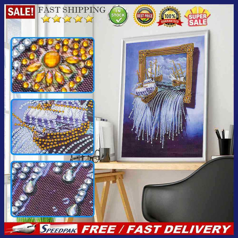 5D Diamond Painting Boat Partial Special Shape Drill DIY Crafts Mosaic Pictur