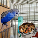 Stainless Steel Hang Cage Bowl Parrot Feeding Food Drinking Dish (10cm) Newly