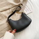 Women Pure Color Chain PU Shoulder Underarm Bag Retro Ladies Small Hobos Handbag