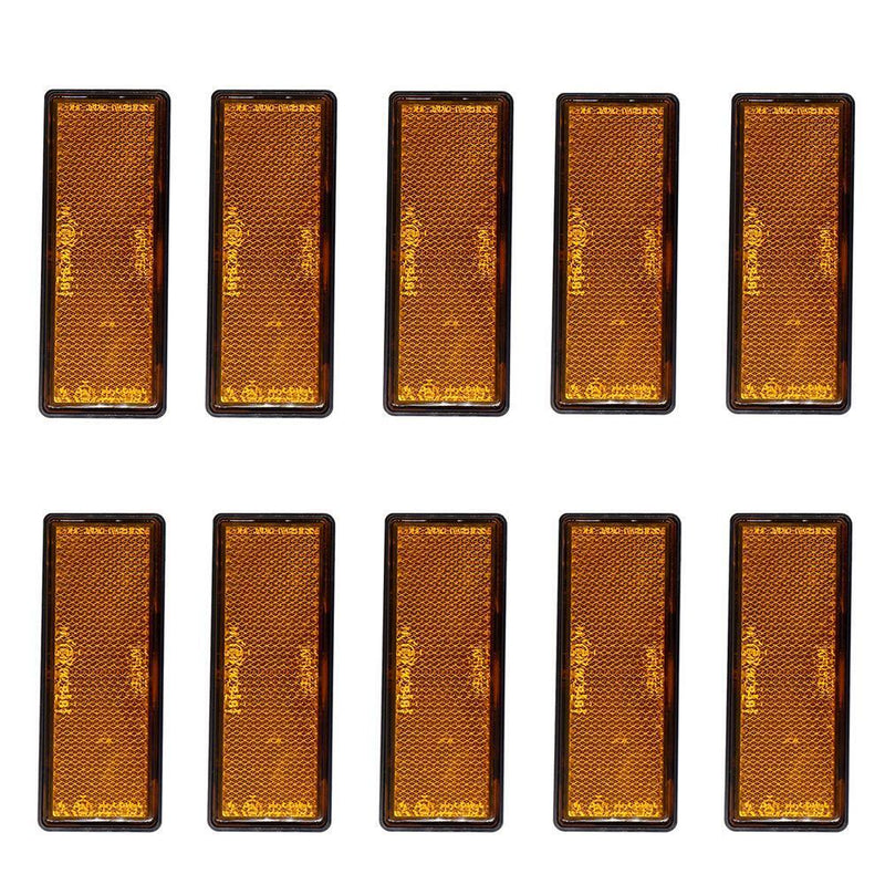 10pcs Orange Adhesive Reflectors Rectangular IP67 Waterproof for Truck Trailer