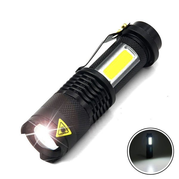 zoom COB side light Zoomable Torch Lamp USB Charging LED Glare Glashlight