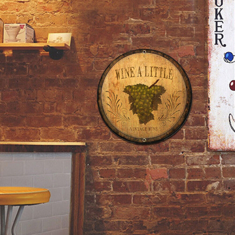 Wine Round Retro Metal Plate Tin Sign Plaque Poster for Bar Club Cafe Decor