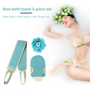3pcs Bath Towel Shower Cleaning Back Scrubber Massage Brush Glove (Blue) Newly