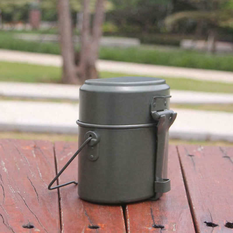 Outdoor Portable Cooking Camping Hiking Cookware Set Mess Kit Box Army R2R2