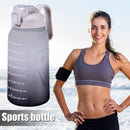 2L Water Bottle Straw Cup Time Marker Sports Drinking Fitness Jugs (Grey) Newly