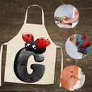 Letter Print Kitchen Apron Cotton Linen Home Cleaning Pinafore (2 68x55cm)