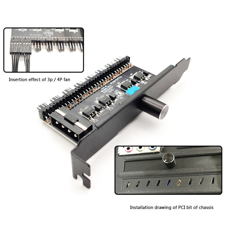 8 Channels Cooling Fan HUB 3Pin/4Pin Radiator Speed Controller for CPU PC Case