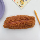 Stationery Storage Plush Pen Case Student School Pencil Organizer (Coffee) Newly
