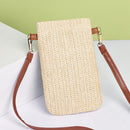 #A Straw Shoulder Bag Women Girl Woven Summer Travel Small Phone Pouch Coin Purs