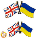 2 Pcs Ukraine U.K Ukrainian Diplomat Brooch Country Flag Lapel Pins Badge PEACE