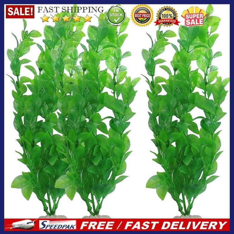 3PCS Artificial Plastic Underwater Grass Green Plant for Fish Tank Aquarium