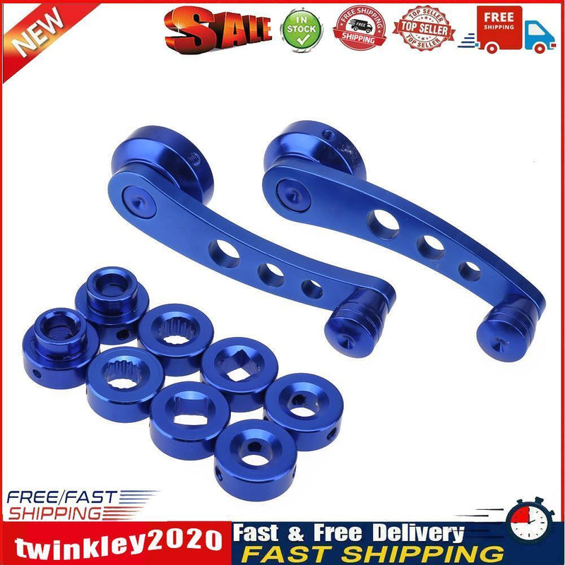 2pcs Aluminum Alloy Car Window Handle Winder Riser Replacement(Blue) Newly