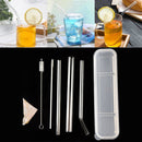 Wedding Drinking Reusable Clean Brush Glass Straws Plastic Box Straight Bent