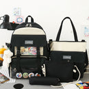4pcs/Set Women Canvas Backpacks College Teenager Rucksack Mochila Shoulder Bags