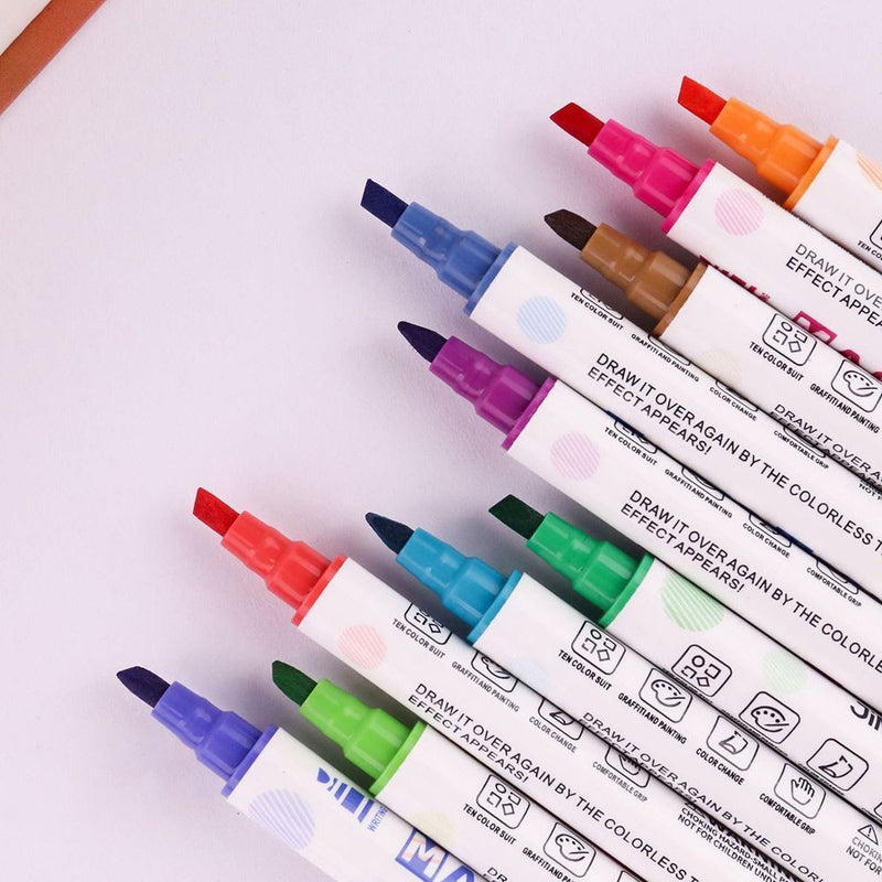Double Head Paint Pen Drawing Tools Fluorescent Marker Highlighter Pen Set