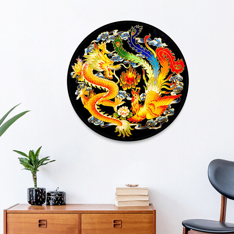 60x60cm 11CT Cross Stitch Kit DIY Stamped Dragon and Phoenix Needlework (B)