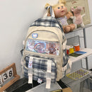 Women Canvas Patchwork Knapsack Fashion School Travel Large Capacity Handbags
