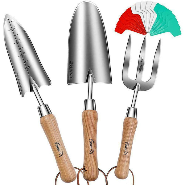 18Pcs Garden Tool Set with Steel Trowel and Hand Rake 15X Plant Lables K5E3