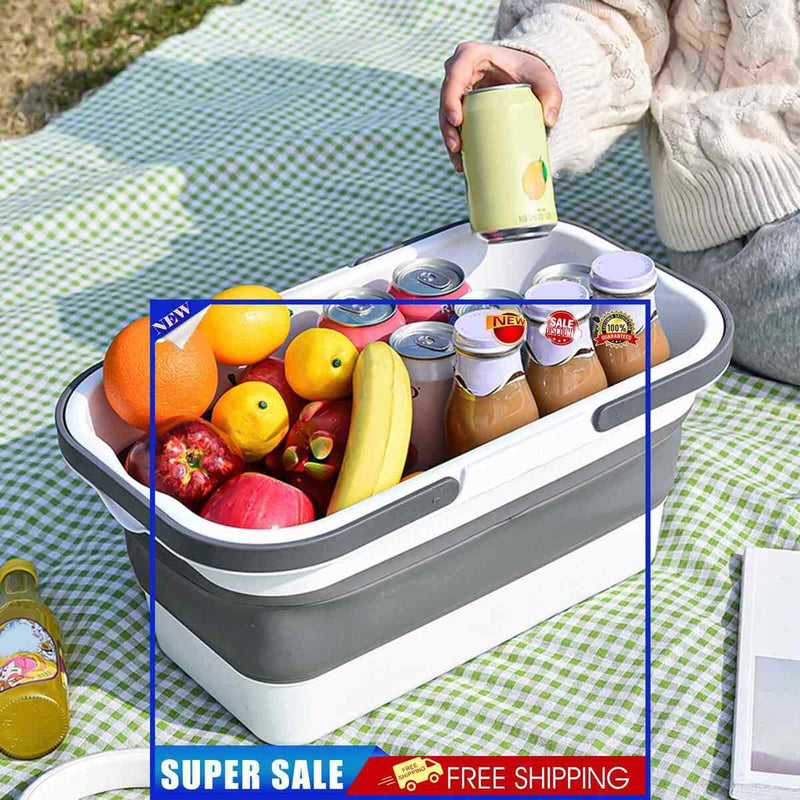 Folding Camping Storage Box with Handle Portable Picnic Fruits Basket Supplies