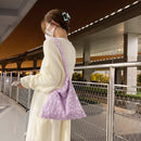 Women Warm Plush Heart Pattern Handbags Large Shoulder Bag (B Purple)
