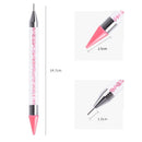 Dual Heads Dotting Wax Pen Point Drill Picker Nail Art Studs Dotter (Pink)