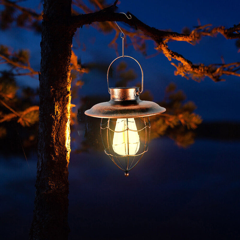 Metal Bronze LED Solar Lantern Pendant Waterproof Outdoor Decor Light (03) Newly