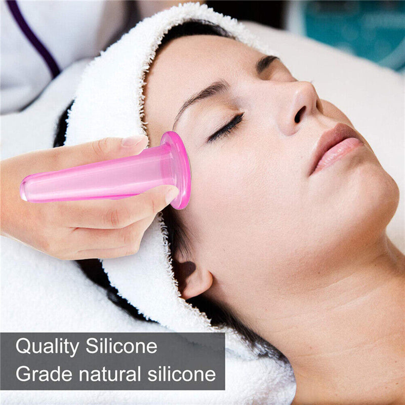 4pcs Vacuum Cupping Can Massage Cupping Apparatus Set Health Care (Pink) Newly