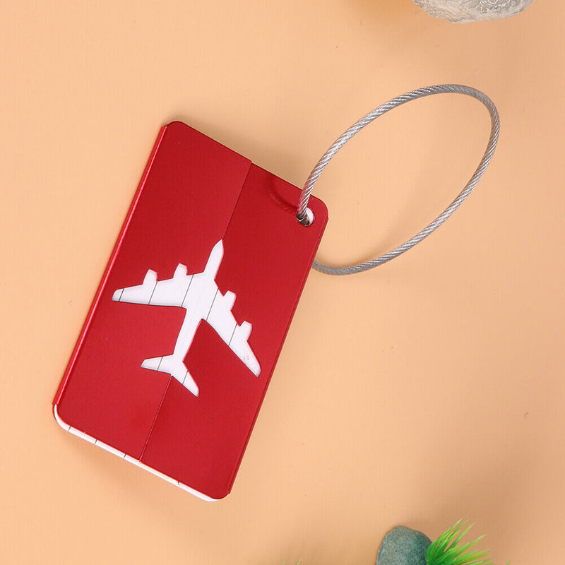 Metal Luggage Tag Aluminum Alloy Air Plane Travel Suitcase Label(Red)